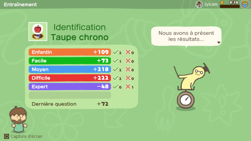 Résultats d'un exercice